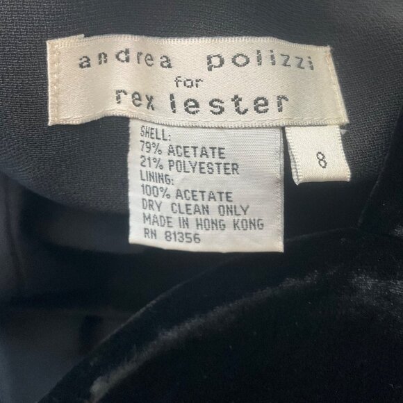 VTG Andrea Polizzi Rex Lester Small Black Halter Formal Gown Dress Velvet Goth - Picture 6 of 16